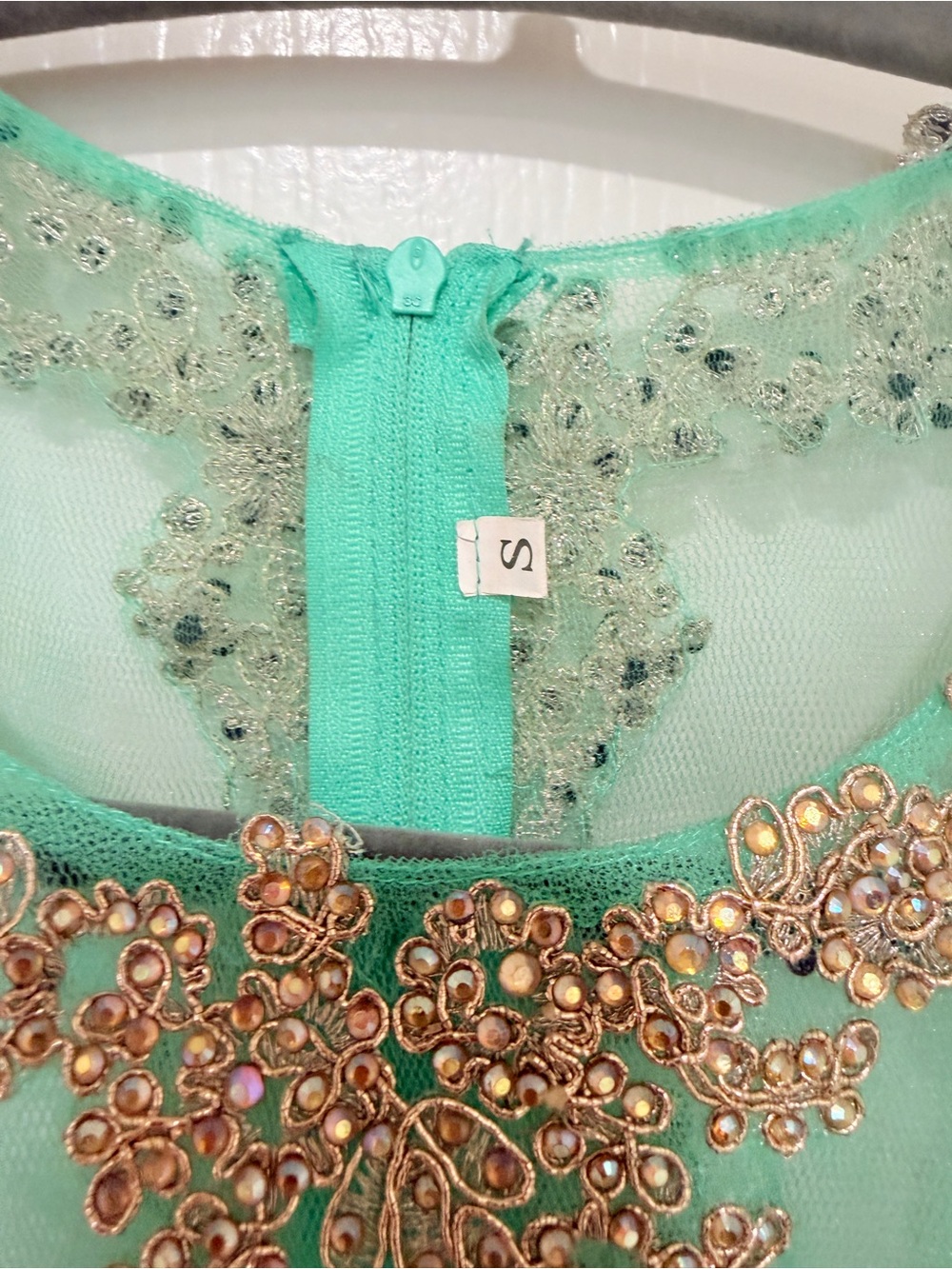 Dancing Queen Embellished Mint Green Women's Crop Bra Top Padded Size S - Picture 5 of 5